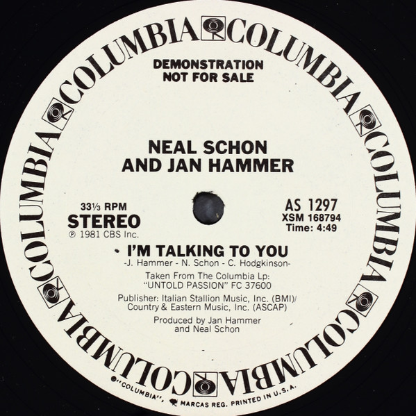 Neal Schon And Jan Hammer* - Special Advance Selections From The Album Untold Passion (12", Promo) (Very Good Plus (VG+)) - Image 4