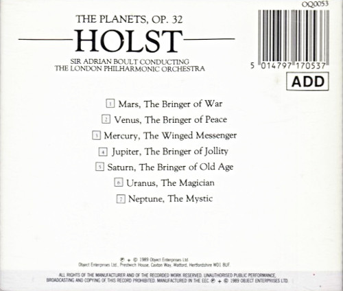 Holst* - The Planets, Op. 32 (CD, RM) (Near Mint (NM or M-)) - Image 2