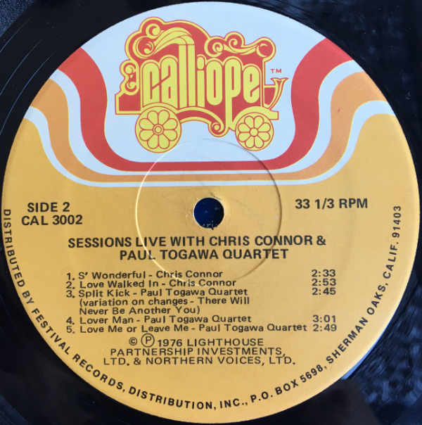 Cal Tjader, Chris Connor And Paul Togawa - Sessions, Live (LP) (Very Good Plus (VG+)) - Image 4