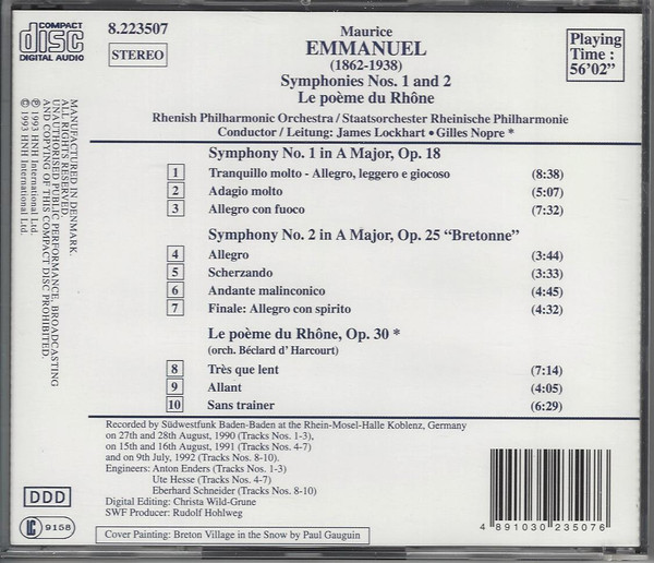 Maurice Emmanuel – Rheinische Philharmonie, James Lockhart • Gilles Nopre-2