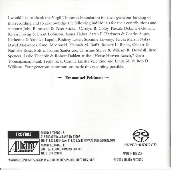 Virgil Thomson & Charles Fussell – Emmanuel Feldman • Nashville Chamber Orchestra, Paul Gambill • New England String Ensemble, Susan Davenny Wyner • Joy Cline Phinney-1