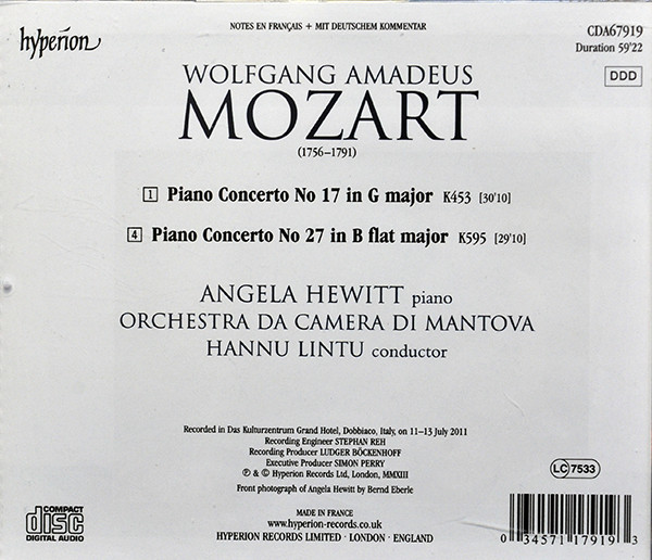 Mozart*, Angela Hewitt, Orchestra Da Camera Di Mantova, Hannu Lintu-2