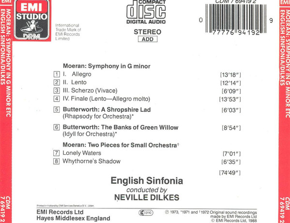 Neville Dilkes, English Sinfonia, Ernest John Moeran, George Butterworth-1