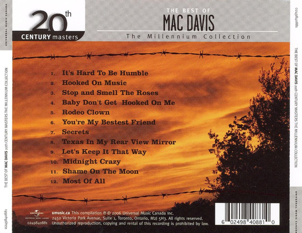 Mac Davis - The Best Of Mac Davis (CD, Comp) (Mint (M)) - Image 2
