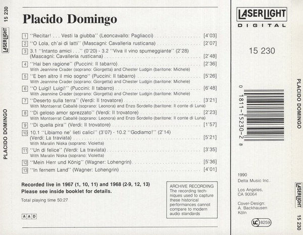 Placido Domingo - Vol. 1 - Live Recordings 1967/68 (CD, Comp) (Near Mint (NM or M-)) - Image 2