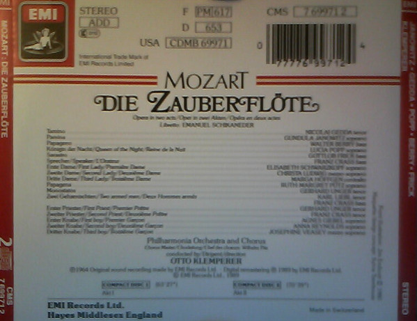 Wolfgang Amadeus Mozart - Gundula Janowitz ‧ Nicolai Gedda ‧ Lucia Popp ‧ Walter Berry ‧ Gottlob Frick ‧ Philharmonia Orchestra And Philharmonia Chorus, Otto Klemperer-1