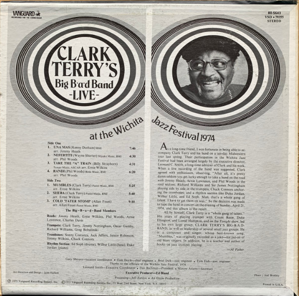 Clark Terry's Big Bad Band - Clark Terry's Big-B-a-d-Band Live At The Wichita Jazz Festival 1974 (LP, Album) (Very Good Plus (VG+)) - Image 2