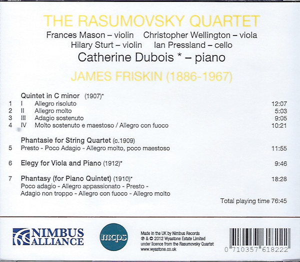 James Friskin, The Rasumovsky Quartet*, Catherine Dubois-1