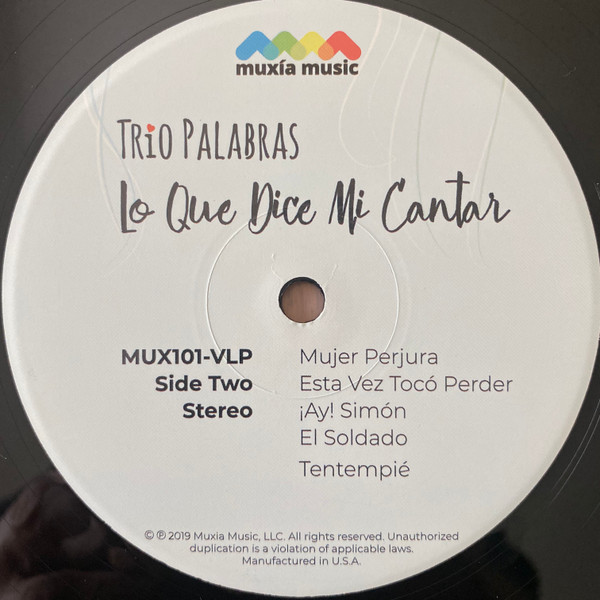 Trio Palabras - Lo Que Dice Mi Cantar (LP, Album, 180) (Near Mint (NM or M-)) - Image 4