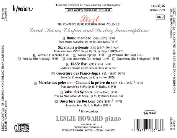 Liszt* - Berlioz*, Chopin*, Saint-Saëns* / Leslie Howard-1