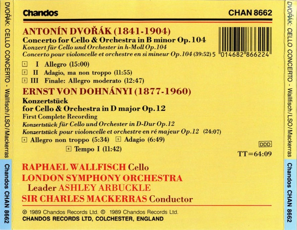 Dvořák*, Dohnányi*, Raphael Wallfisch - Cello, London Symphony Orchestra, Sir Charles Mackerras-1