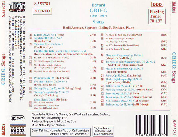 Grieg* - Bodil Arnesen, Erling R. Eriksen-1