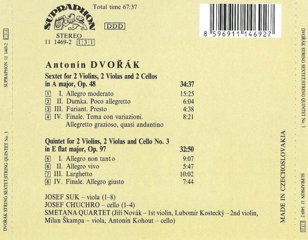 Dvořák* - Smetana Quartet • Josef Suk • Josef Chuchro-2