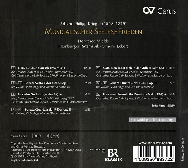 Johann Philipp Krieger - Dorothee Mields • Hamburger Ratsmusik • Simone Eckert-1