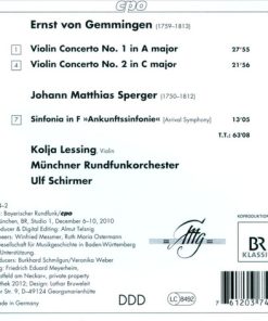 Ernst Von Gemmingen, Johann Matthias Sperger* - Kolja Lessing · Münchner Rundfunkorchester · Ulf Schirmer-2