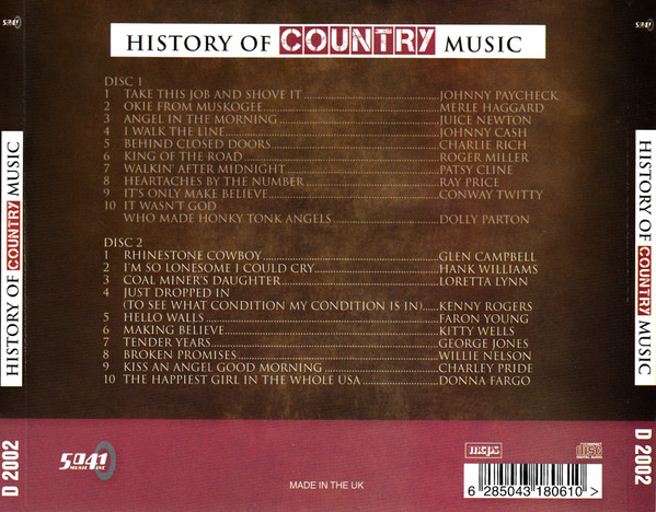 Various - History Of Country Music - The Hits (2xCD, Comp) (Mint (M)) - Image 2