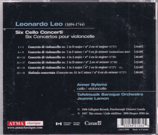 Leonardo Leo - Anner Bylsma, Tafelmusik Baroque Orchestra, Jeanne Lamon-1