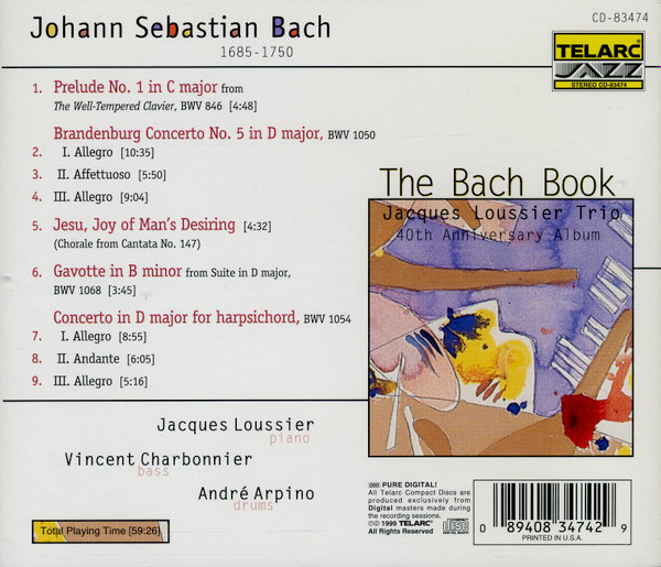 Jacques Loussier Trio - The Bach Book • 40th Anniversary Album (CD, Album) (Near Mint (NM or M-)) - Image 2