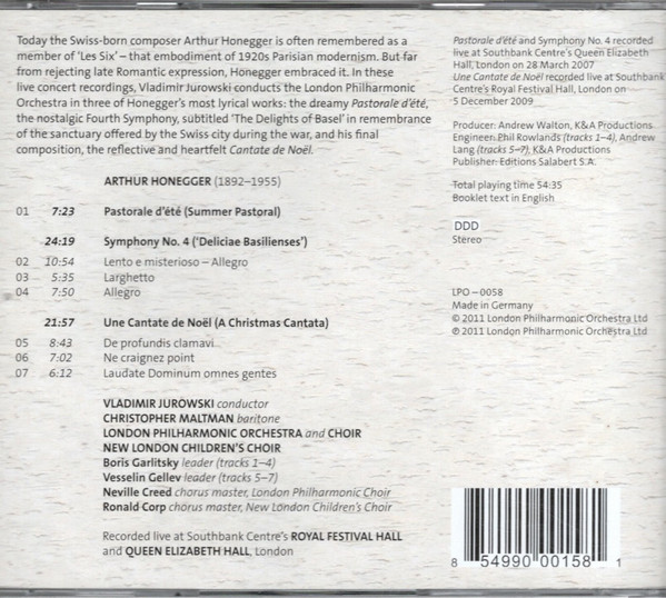 Honegger* - Christopher Maltman, London Philharmonic Orchestra And Choir*, Vladimir Jurowski-2