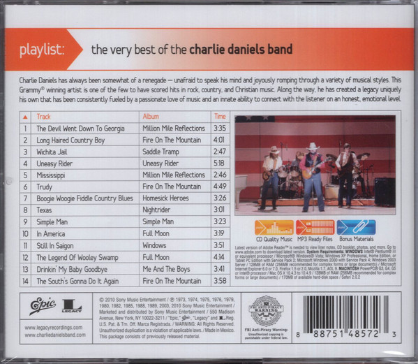 Charlie Daniels Band* - The Very Best Of The Charlie Daniels Band (CD, Comp, Enh, RE) (Mint (M)) - Image 2