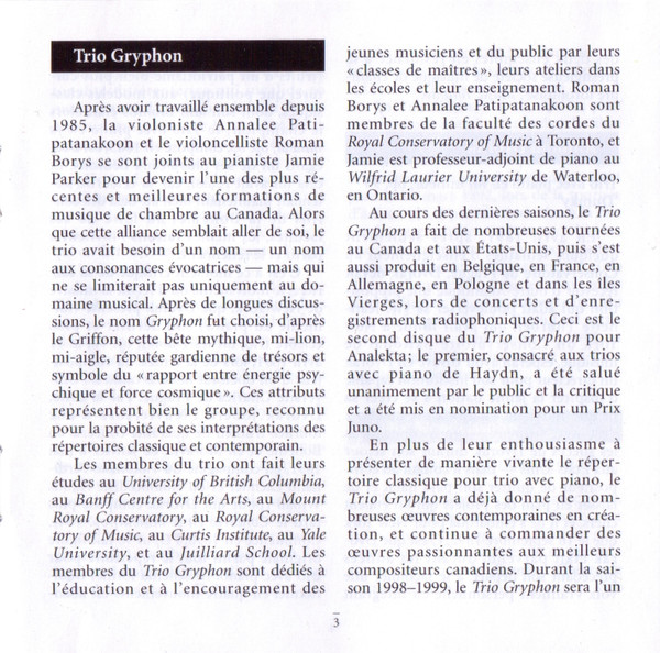 Dvorak*, Mendelssohn*, Gryphon Trio*-4