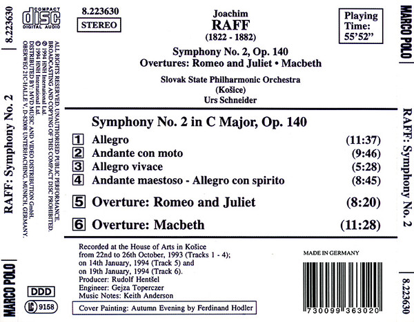 Joachim Raff* - Slovak State Philharmonic Orchestra (Košice)*, Urs Schneider-1
