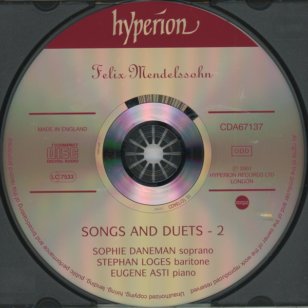 Mendelssohn* - Sophie Daneman, Nathan Berg, Eugene Asti-2