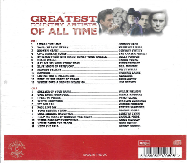 Various - Greatest Country Artists Of All Time (2xCD, Comp) (Mint (M)) - Image 2
