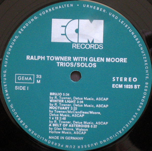 Ralph Towner With Glen Moore - Trios / Solos (LP, Album) (Very Good Plus (VG+)) - Image 3