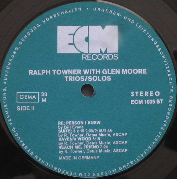 Ralph Towner With Glen Moore - Trios / Solos (LP, Album) (Very Good Plus (VG+)) - Image 4
