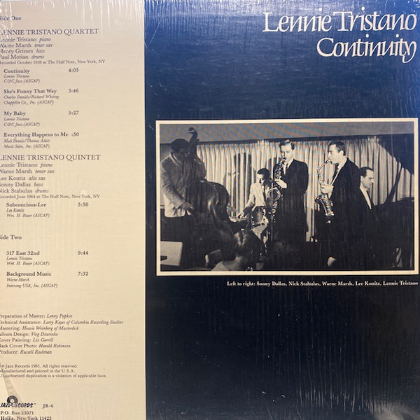 Lennie Tristano - Continuity (LP, Album) (Very Good Plus (VG+)) - Image 2
