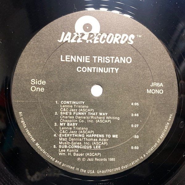 Lennie Tristano - Continuity (LP, Album) (Very Good Plus (VG+)) - Image 3