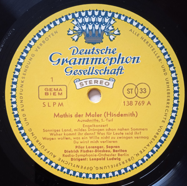 Paul Hindemith - Dietrich Fischer-Dieskau, Pilar Lorengar, Donald Grobe, Leopold Ludwig - Mathis Der Maler (Opern-Ausschnitte • Excerpts • Extraits) (LP, Album) (Near Mint (NM or M-)) - Image 5