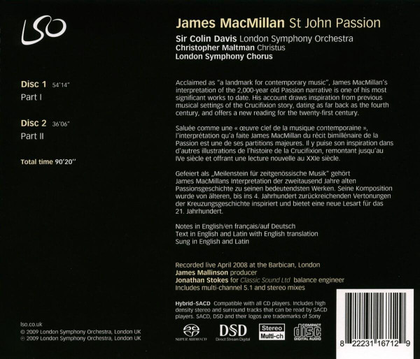 James MacMillan (2) - Christopher Maltman, London Symphony Chorus, London Symphony Orchestra, Sir Colin Davis-1
