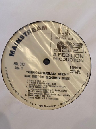 Clark Terry / Bob Brookmeyer Quintet - Gingerbread Men (LP, Promo) (Very Good Plus (VG+)) - Image 2