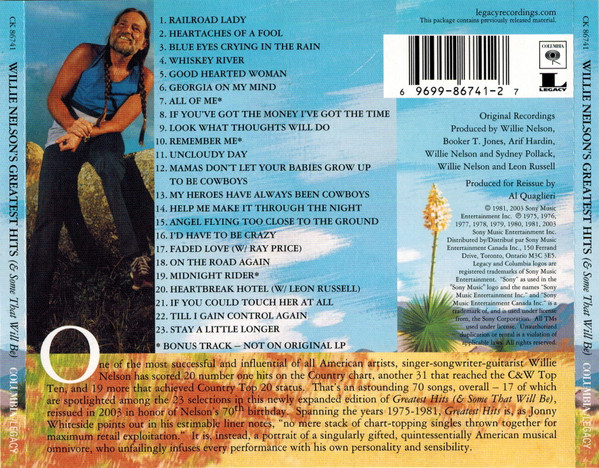 Willie Nelson - Greatest Hits (& Some That Will Be) (CD, Comp, RE, RM) (Mint (M)) - Image 2