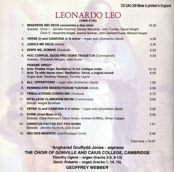 Leonardo Leo - The Choir Of Gonville and Caius College*, Geoffrey Webber-3
