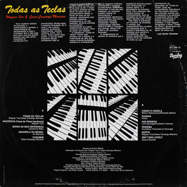 Wagner Tiso & César Camargo Mariano - Todas As Teclas (LP, Album) (Near Mint (NM or M-)) - Image 2