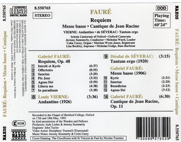 Fauré*, Vierne*, de Séverac*, Lisa Beckley, Nicholas Gedge, Schola Cantorum of Oxford, Oxford Camerata, Jeremy Summerly-4