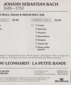 J. S. Bach*, Isabelle Poulenard, Guillemette Laurens, René Jacobs, John Elwes, Max van Egmond, Harry van der Kamp, Collegium Musicum van de Nederlandse Bachvereniging, Gustav Leonhardt, La Petite Bande-1