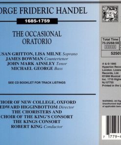 Handel*, Susan Gritton, Lisa Milne, James Bowman (2), John Mark Ainsley, Michael George (3), Choir Of New College, Oxford*, The Choristers And Choir Of The King's Consort*, The King's Consort, Robert King (9)-1