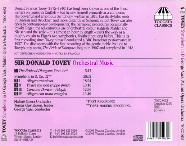Sir Donald Tovey* - Malmö Opera Orchestra*, George Vass-1