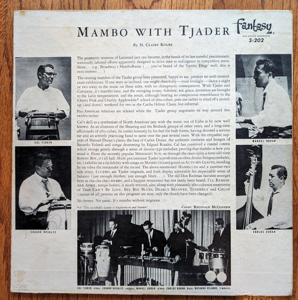 Cal Tjader's Modern Mambo Quintet - Mambo With Tjader (LP, Album, Mono, Red) (Very Good (VG)) - Image 2