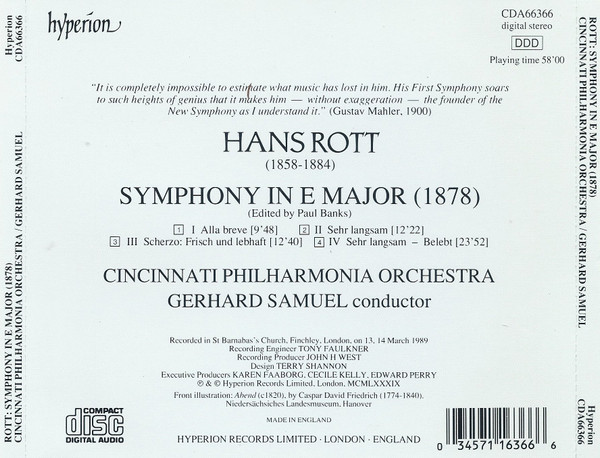 Hans Rott - Cincinnati Philharmonia Orchestra / Gerhard Samuel-1