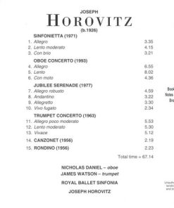 Joseph Horovitz - James Watson (2), Nicholas Daniel, Royal Ballet Sinfonia-1