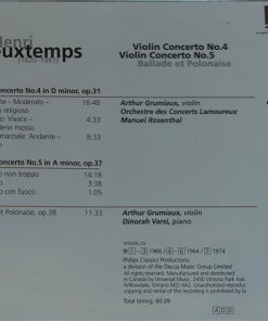 Henri Vieuxtemps - Arthur Grumiaux, Orchestre Des Concerts Lamoureux, Manuel Rosenthal-1