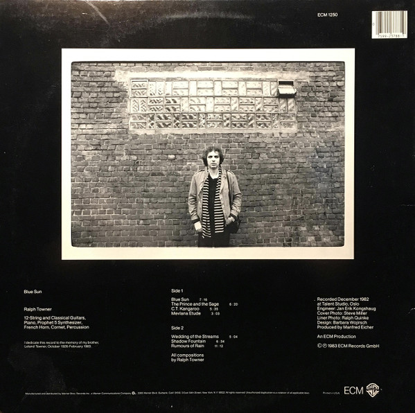 Ralph Towner - Blue Sun (LP, Album) (Near Mint (NM or M-)) - Image 2