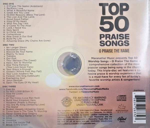 Marantha Singers - Top 50 Praise Songs - O Praise The Name (3xCD, Album) (Mint (M)) - Image 2
