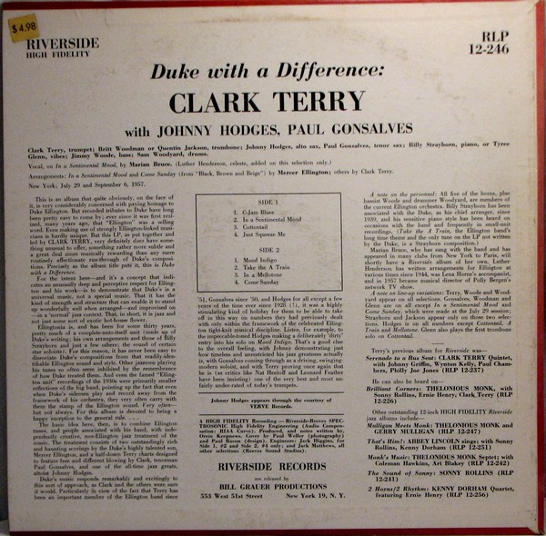Clark Terry - Duke With A Difference (LP, Mono) (Near Mint (NM or M-)) - Image 2