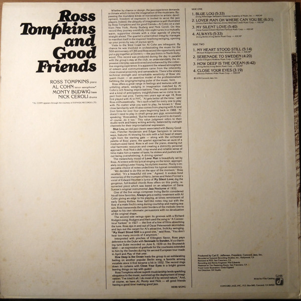 Ross Tompkins - Ross Tompkins And Good Friends (LP, Album) (Near Mint (NM or M-)) - Image 2